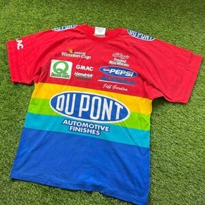 Vintage 1998 NASCAR Jeff Gordon DuPont Racing Rainbow Chase Authentics Tshirt XL